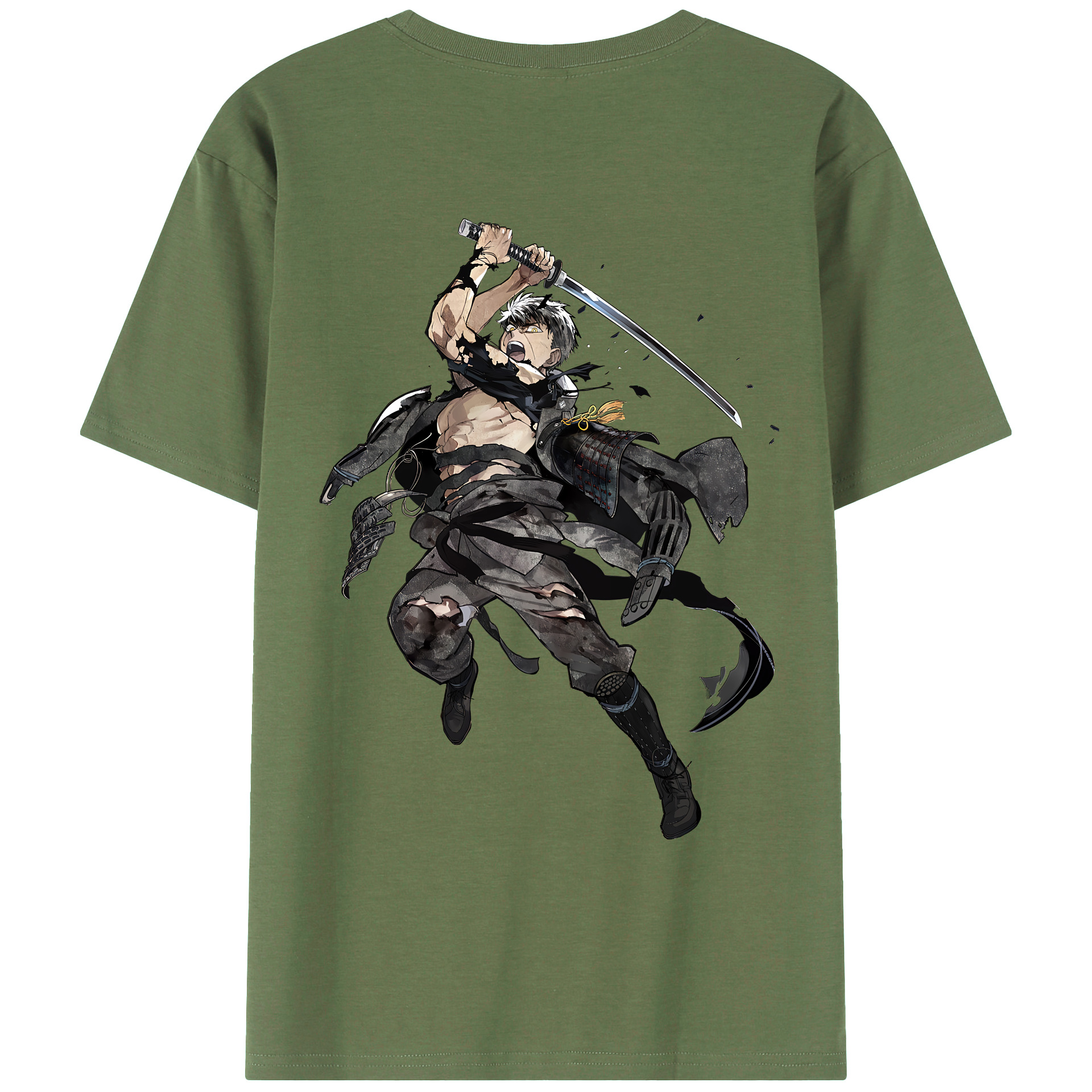 （画像用） 刀剣乱舞 Touken Ranbu 綿100％ メンズ半袖Tシャツ（バックプリント） 通気性